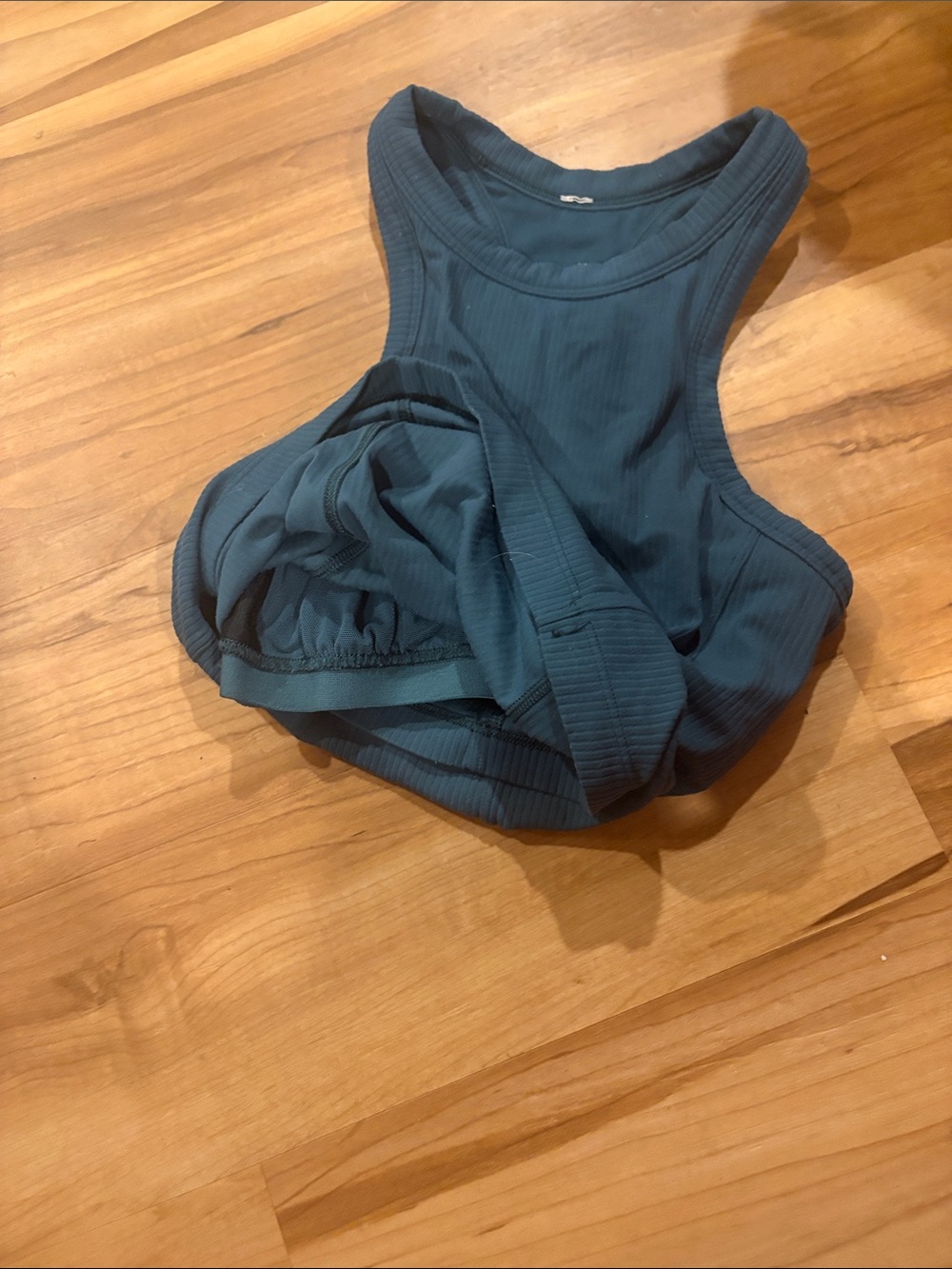 Women Ribbed Racerback Tank Top - Teal - Picture 4 of 4